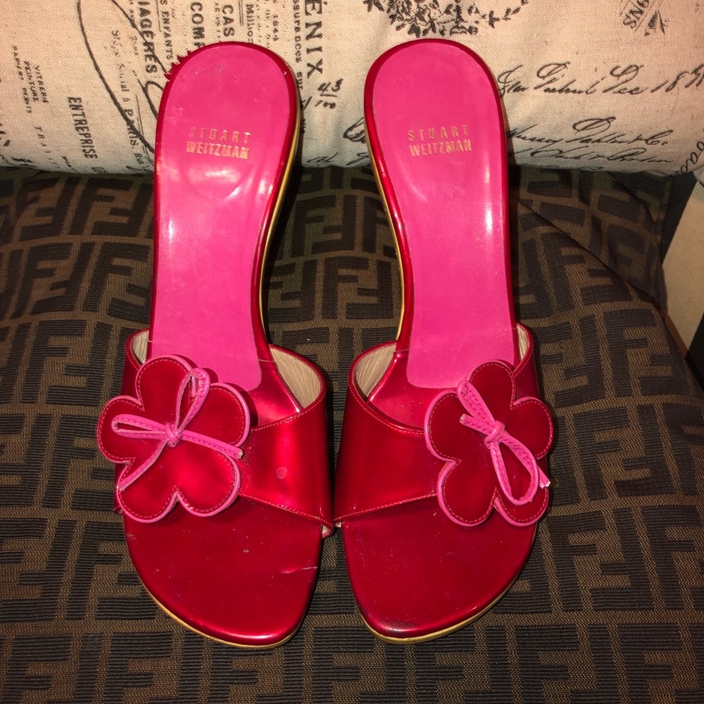 Authentic Stuart Weitzman Patent Leather Mules